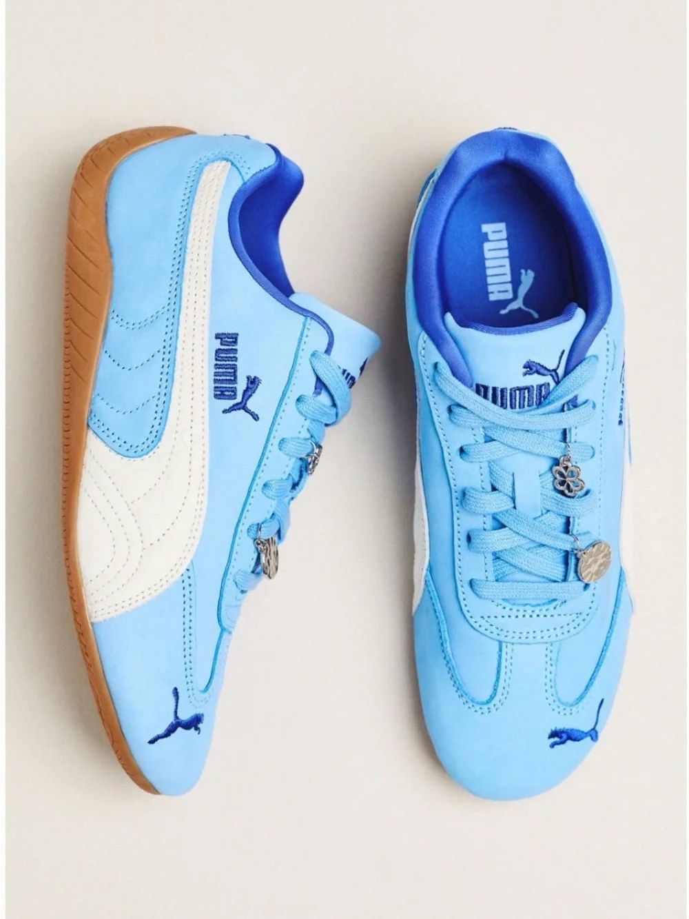 Puma Light Blue Suede Sneakers with White Stripe